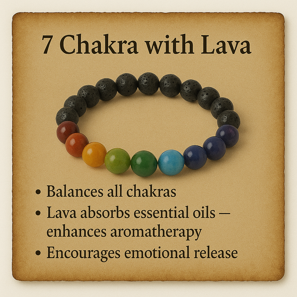 7 Chakra With Lava Crystal Bracelet
