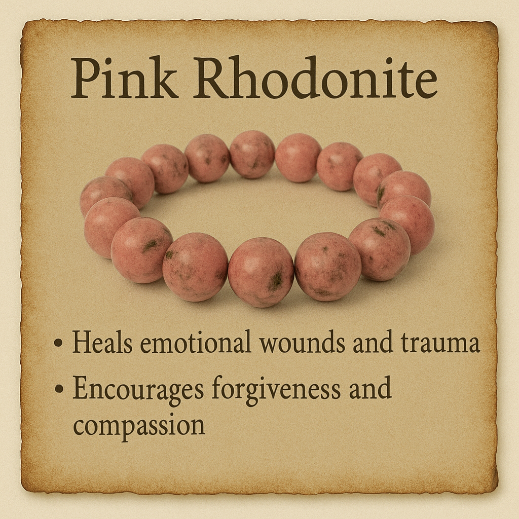 Pink Rhodonite Crystal Bracelet