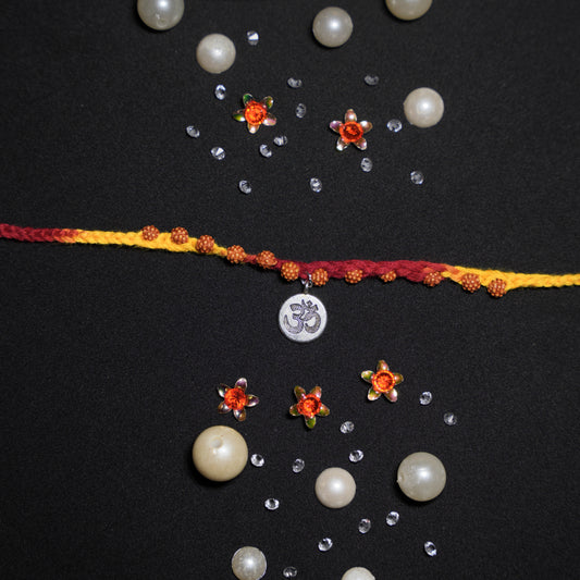 Mauli Dhaaga With rudraksh beads and metal Om Charm Hanging