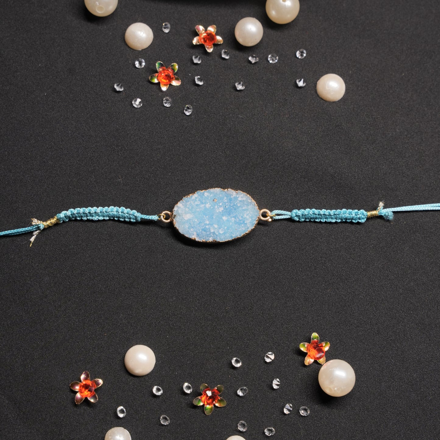 Druzzy Blue Agate Oval rakhi