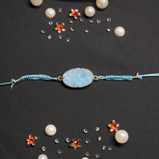 Druzzy Blue Agate Oval rakhi