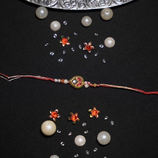 Drop Shape Kundan Rakhi