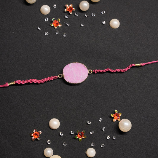 Druzzy Pink Agate Rakhi