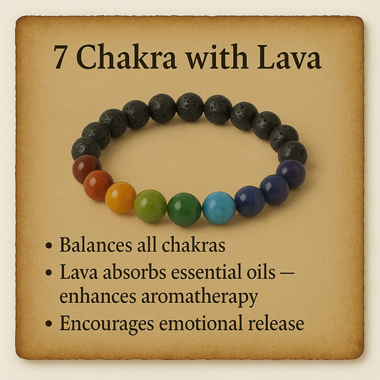 7 Chakra With Lava Crystal Bracelet