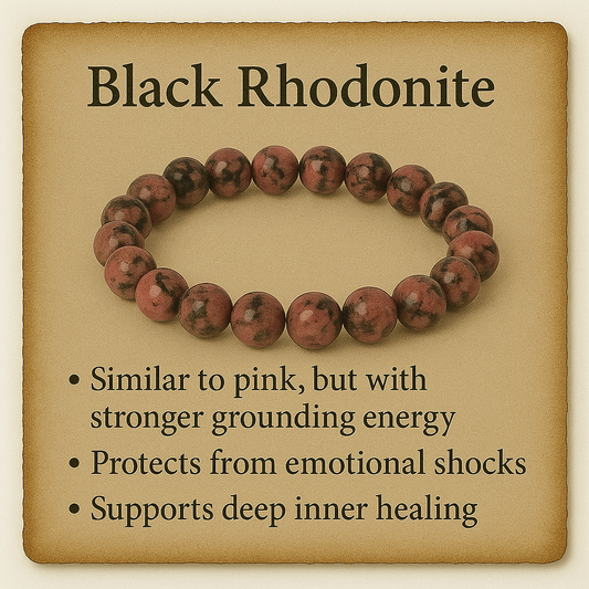Black Rhodonite Crystal Bracelet