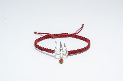 92.5 Sterling Silver Trishul Rudraksha Bracelet
