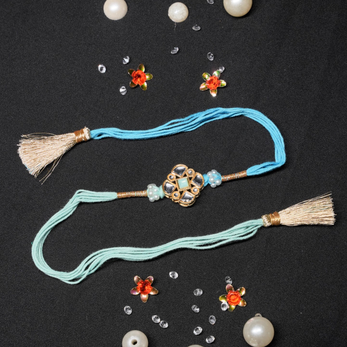 Blue Kundan Meena Rakhi