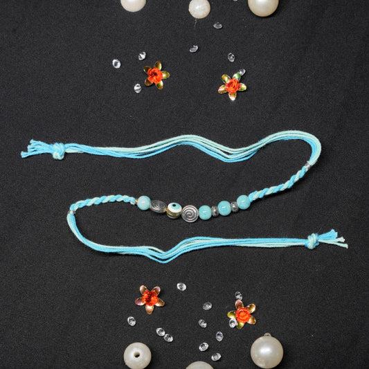 Turquoise Beads With Evil Eye Rakhi