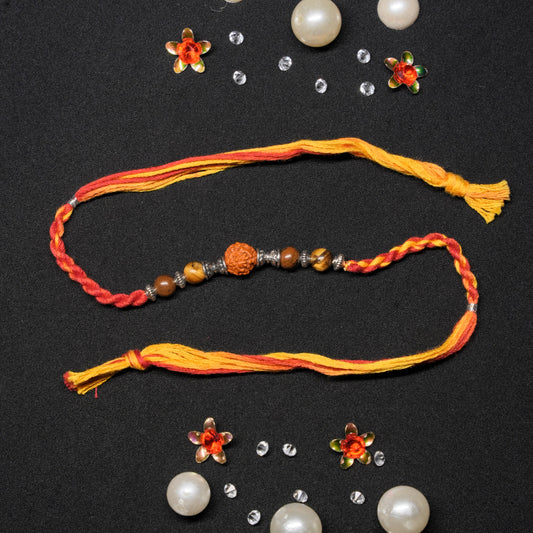 Rudraksh & Tiger Eye Beads Dhaaga