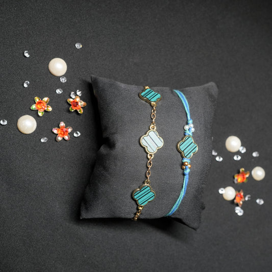 Van Cliff Motif Bhaiya Bhabi Braclet Set