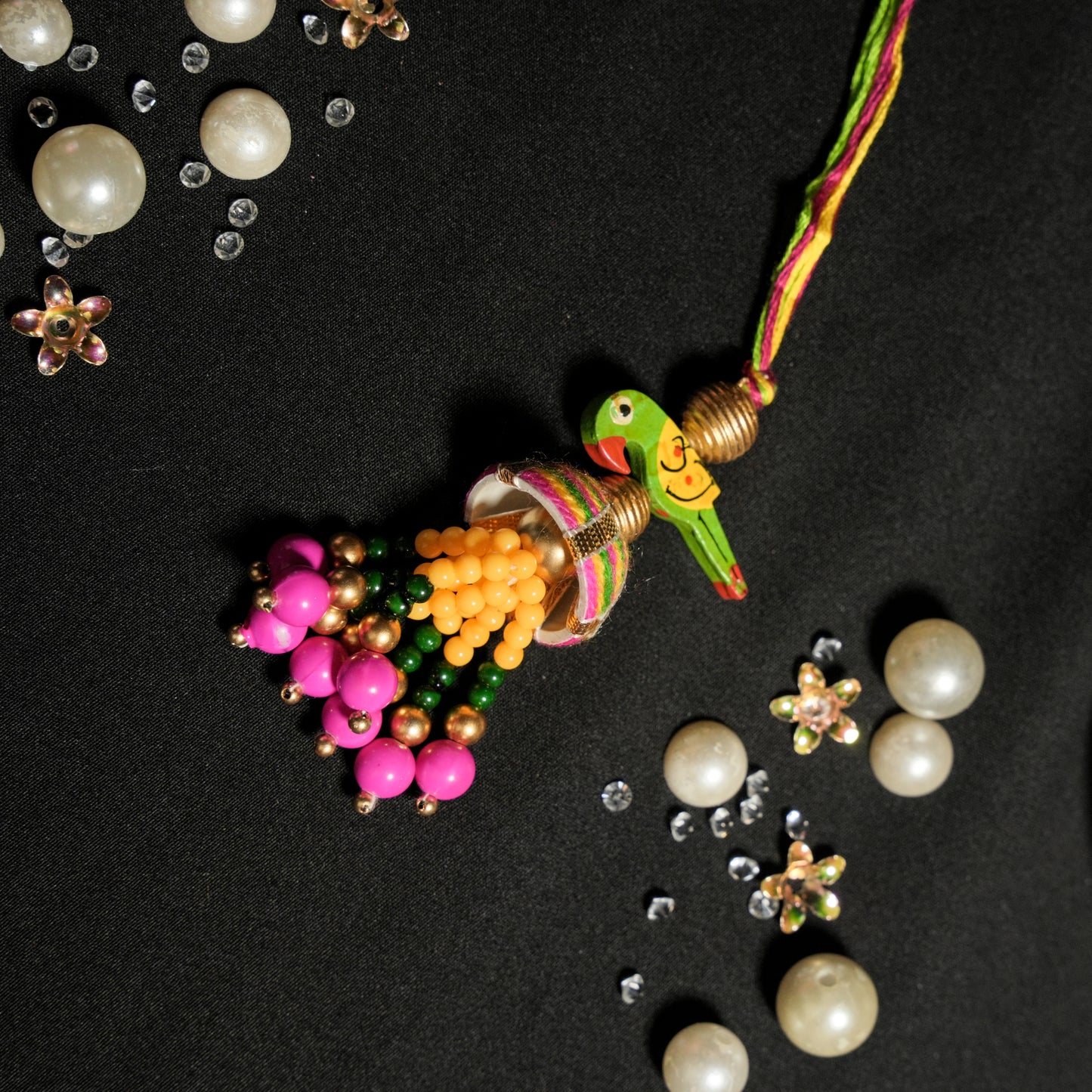 Multicoloured Beads With Parrot Motif