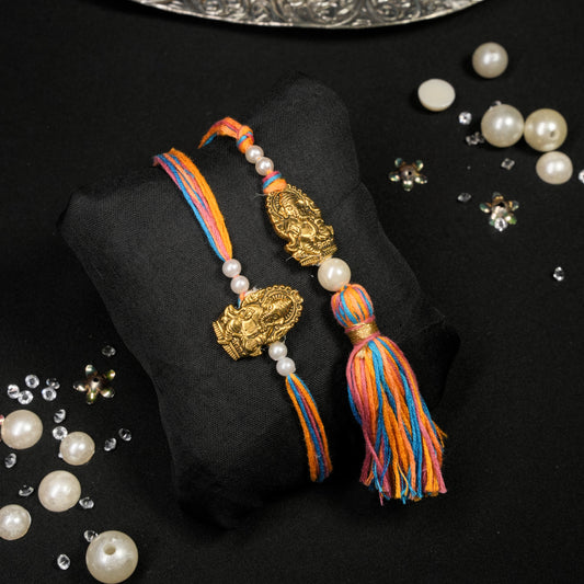 Metal Ganesh Lumba Rakhi Set