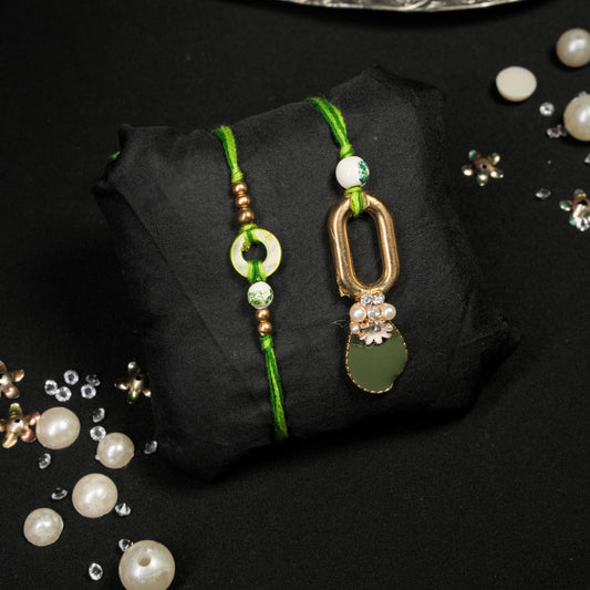 Green Lumba Rakhi Set