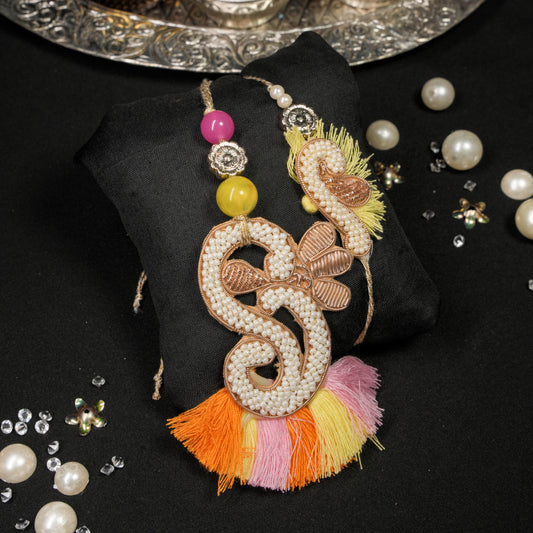 Pearl Motif Traditional Lumba Rakhi Set