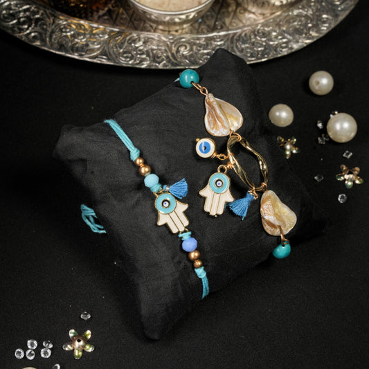 Evil Eye Hamsa Lumba Rakhi Set