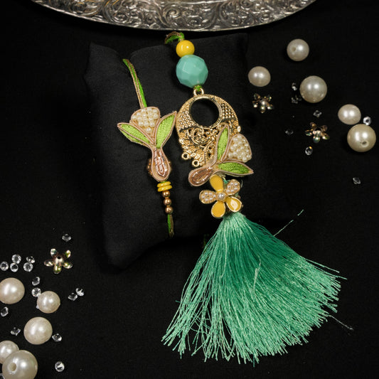 Green Lumba Rakhi Set