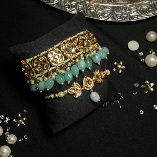 Heavy Kundan Choker Lumba Rakhi Set