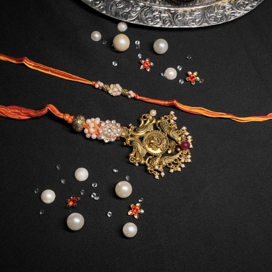 Metal Ganesh Lumba and Matching Rakhi