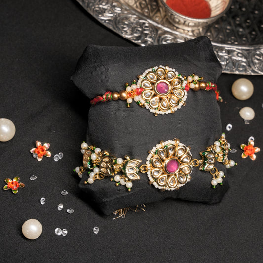 Kundan Meena Braclet with Rakhi