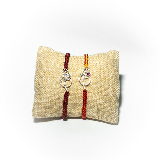 92.5 Sterling Silver Trishul & Om Rakhi