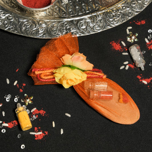 Roli Chawal On Wooden bark
