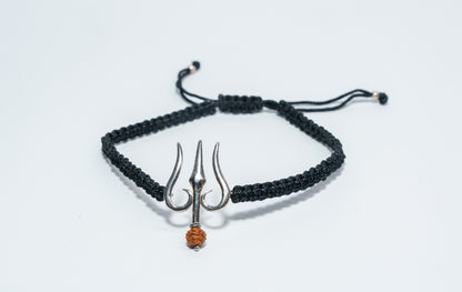 92.5 Sterling Silver Trishul Rudraksha Bracelet