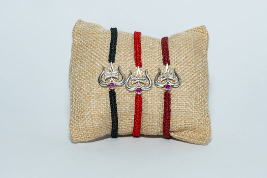 92.5 Sterling Silver Trishul-Damroo Bracelet